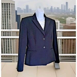 Tahari Arthur S Levine Blazer  10 Navy Blue Two Button Business Jacket Classy